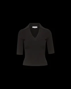 Emily Knit Polo Shirt in Black
