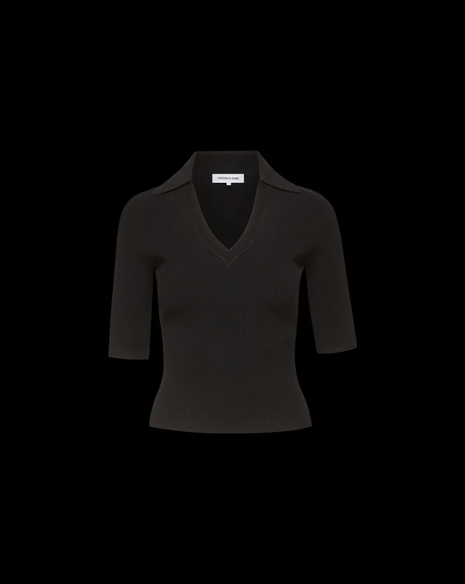 Emily Knit Polo Shirt in Black