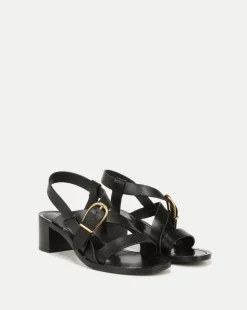 Etta Leather Sandal in Black