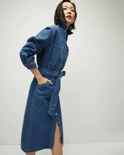 Evelyn Chambray Dress in Cornflower