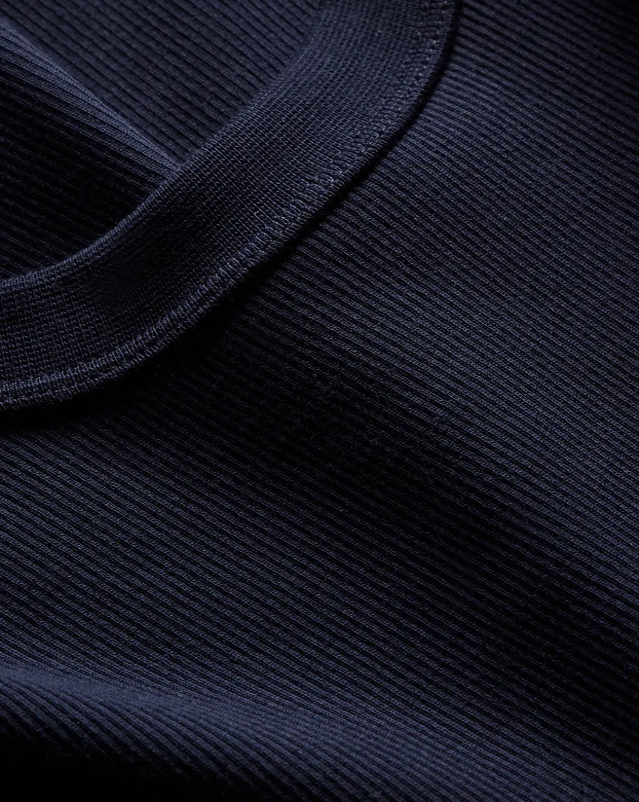 Facia Mixed-Media Dress in Navy