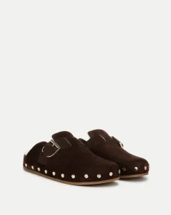 Fern Shearling Clog in Brown Suede