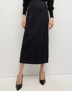 Fiona Maxi Denim Skirt in Dark Wash