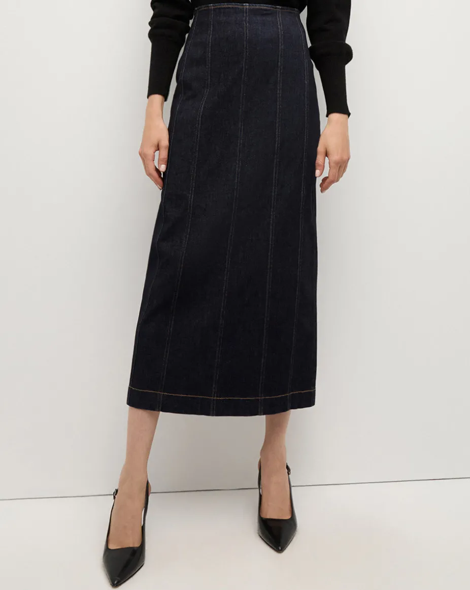 Fiona Maxi Denim Skirt in Dark Wash
