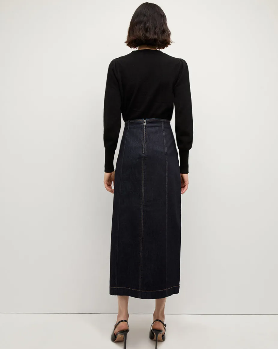 Fiona Maxi Denim Skirt in Dark Wash