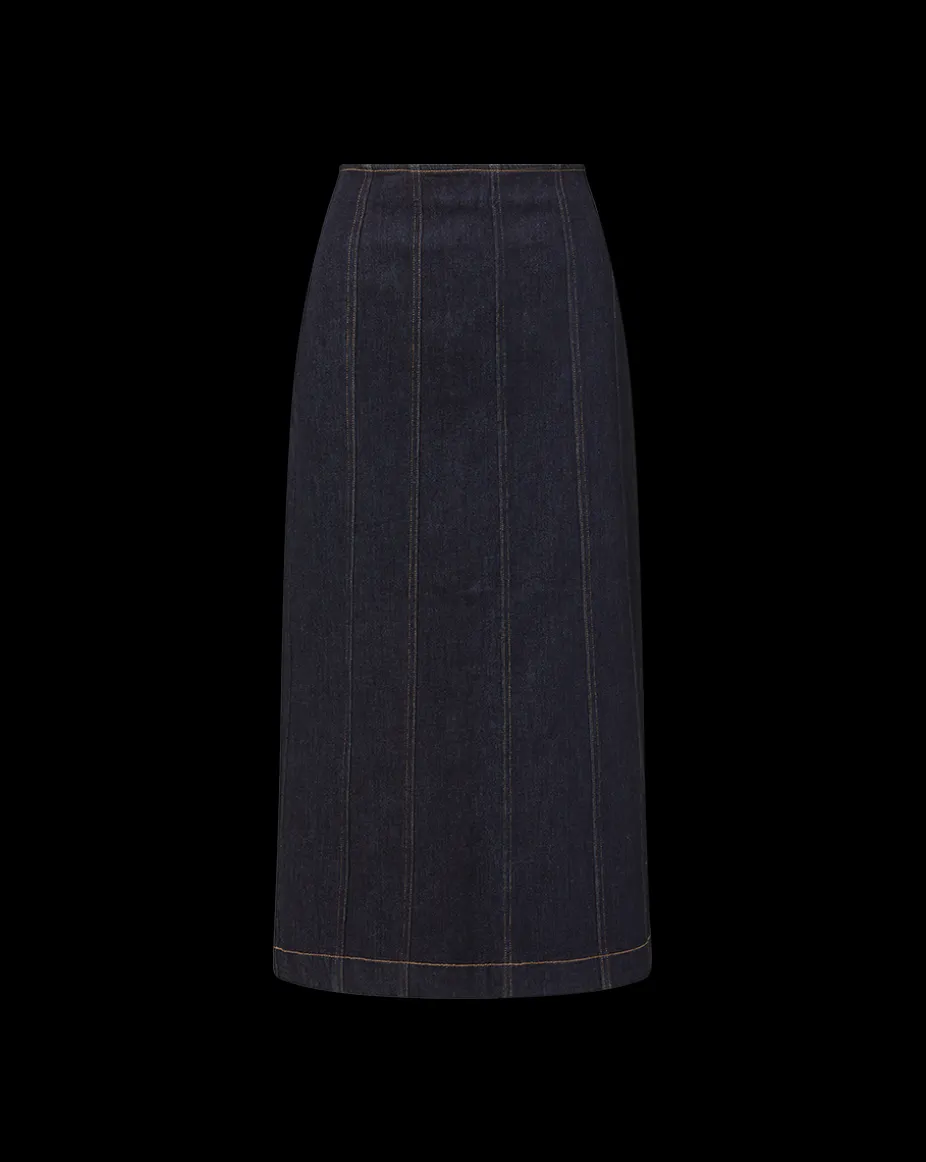 Fiona Maxi Denim Skirt in Dark Wash