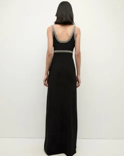 Flores Rhinestone Maxi Dress in Black