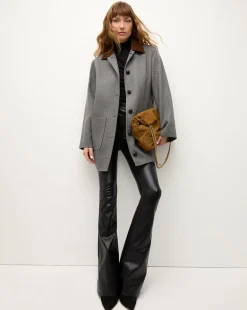 Freya Wool Blend Dickey Coat in Heather Grey