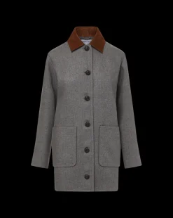 Freya Wool Blend Dickey Coat in Heather Grey