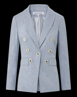 Gaya Metallic Pinstripe Dickey Jacket in Blue Oasis