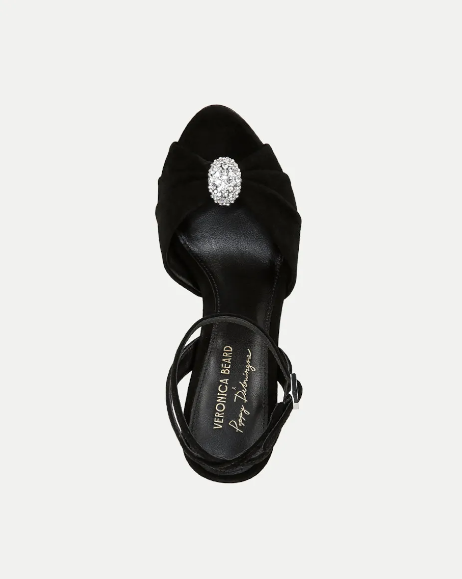 Genevieve Peep-Toe Sandal in Black x Poppy Delevingne