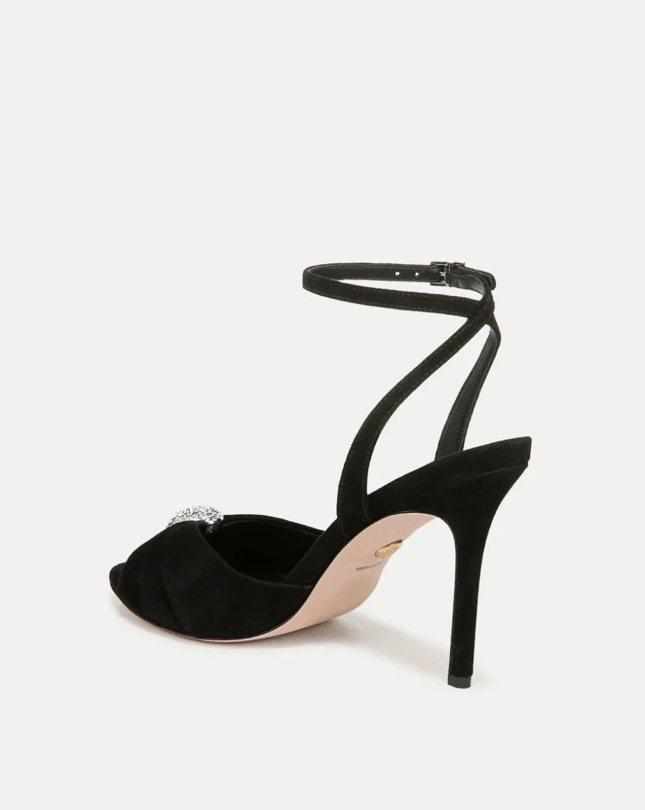 Genevieve Peep-Toe Sandal in Black x Poppy Delevingne