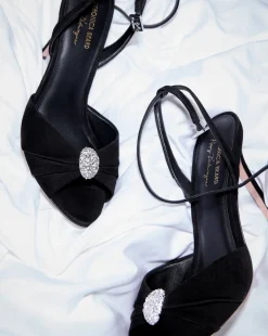Genevieve Peep-Toe Sandal in Black x Poppy Delevingne