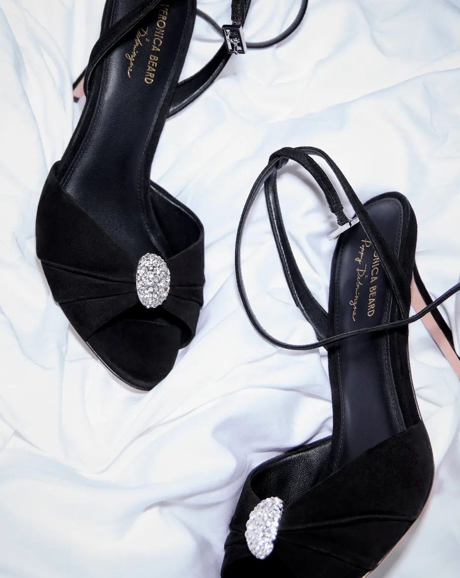 Genevieve Peep-Toe Sandal in Black x Poppy Delevingne