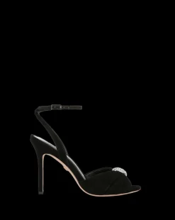 Genevieve Peep-Toe Sandal in Black x Poppy Delevingne