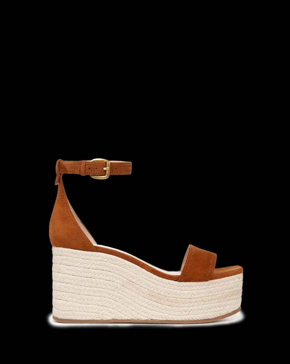 Gianna Raffia Wedge Sandal in Caramel
