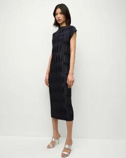 Gramercy Pleated Dress in Navy