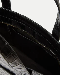 Grand Croc-Embossed Goody Bag in Black