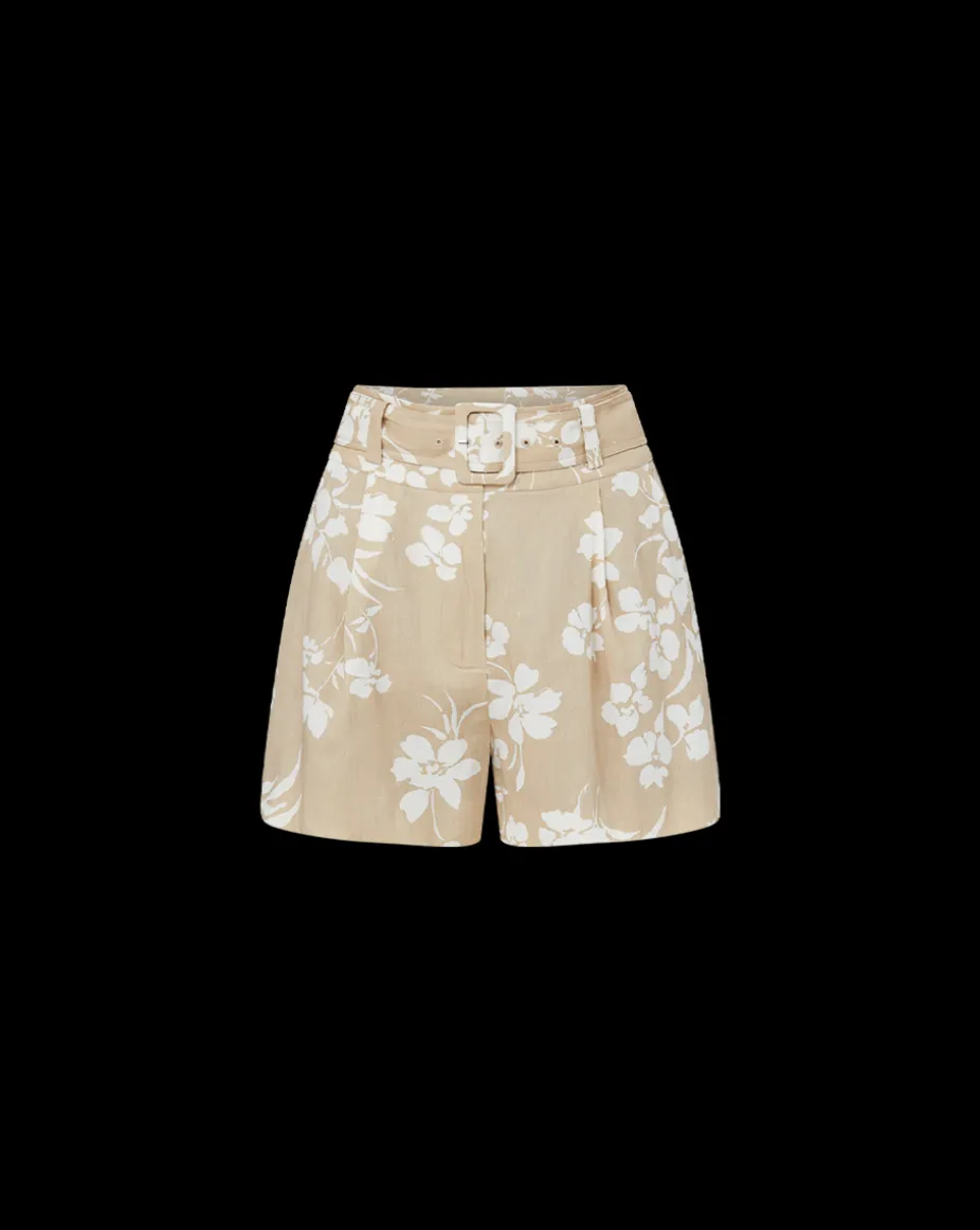 Hobbes Stretch-Linen Short in Stone Khaki/Off-White