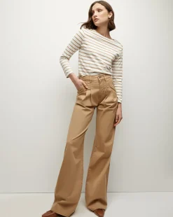 Hovey Striped Top in Off-White/Khaki