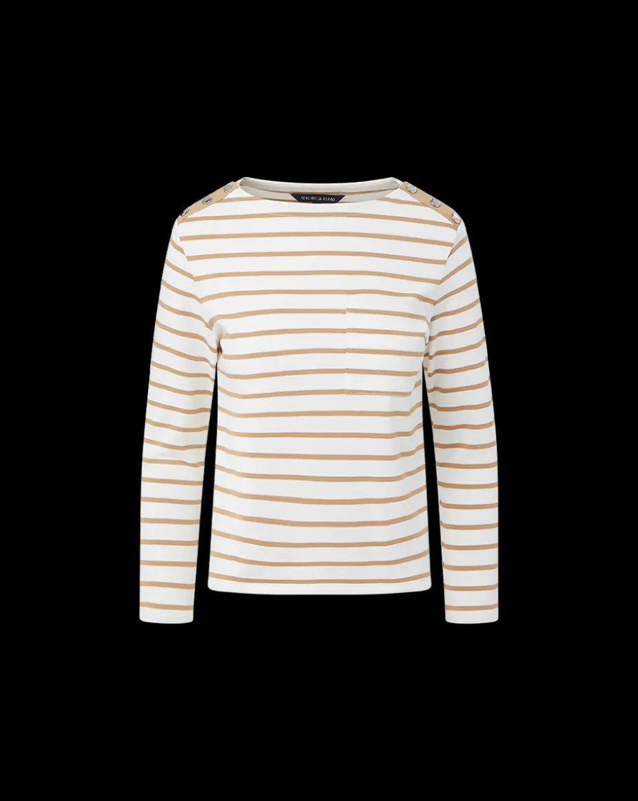 Hovey Striped Top in Off-White/Khaki