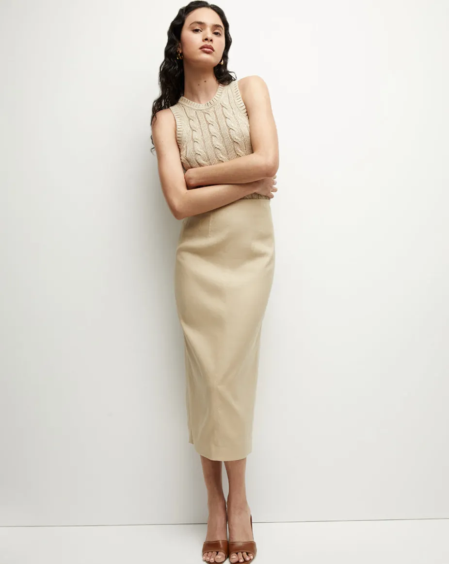 Jerrel Silk-Linen Tank in Stone Khaki