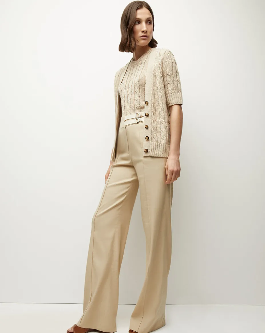 Jerrel Silk-Linen Tank in Stone Khaki