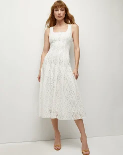 Jolie Cotton Eyelet Dress in White