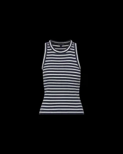 Jordyn Cropped Tank in Marine/Off-White