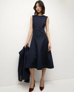 Karrigan Denim Midi Dress in Dark Wash