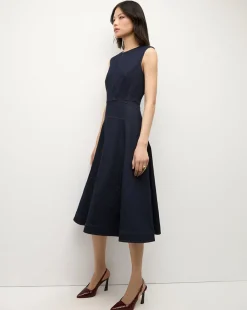 Karrigan Denim Midi Dress in Dark Wash
