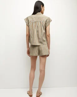 Kasa Pinstripe Button-Down Top
