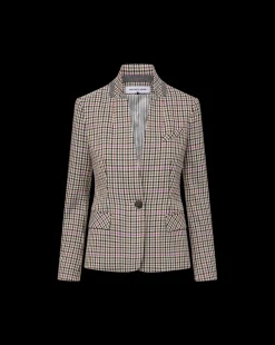 Katie Plaid Dickey Jacket in Oat, Pink & Red Check