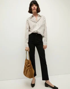 Keiko Stretch-Cotton Shirt in Striped Ivory