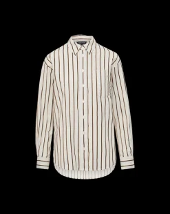 Keiko Stretch-Cotton Shirt in Striped Ivory