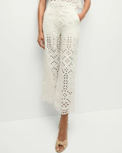 Kemper Cotton Eyelet Pant in Off-White