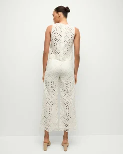 Kemper Cotton Eyelet Pant in Off-White