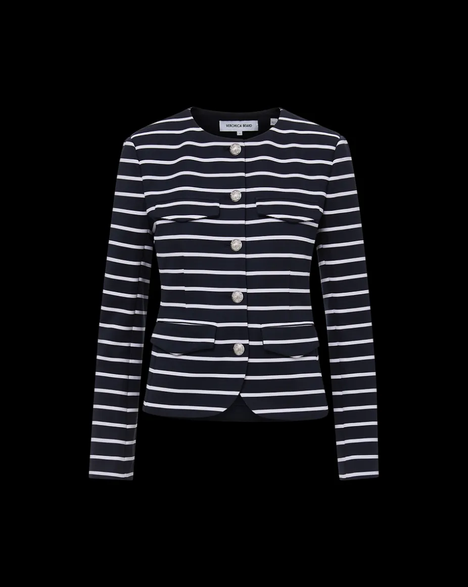 Kensington Knit Jacket in Navy/White