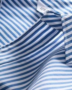 Khai Cropped Tunic Top in Blue/White Stripe