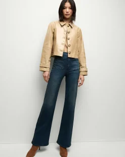 Kian Coated Leather Jacket in Khaki