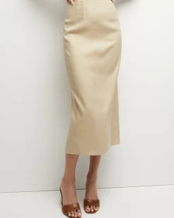 Kimpton Stretch-Linen Skirt in Stone Khaki