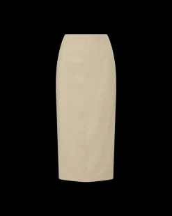 Kimpton Stretch-Linen Skirt in Stone Khaki