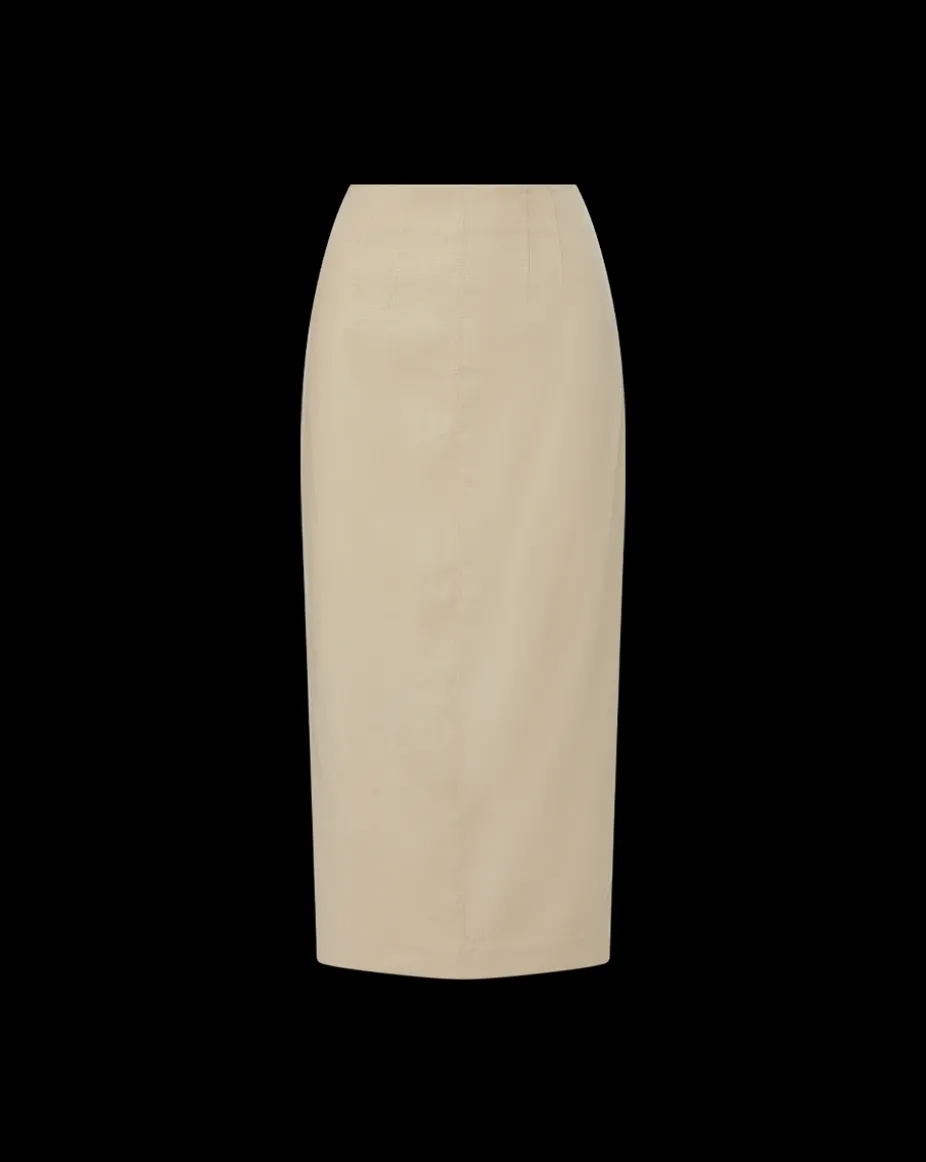 Kimpton Stretch-Linen Skirt in Stone Khaki