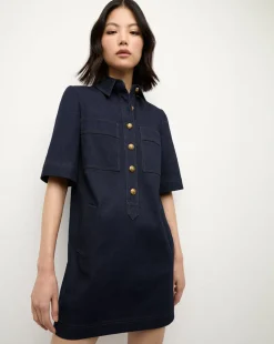 Koulis Mini Denim Dress in Dark Wash