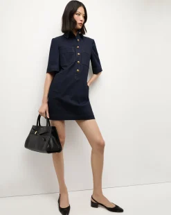 Koulis Mini Denim Dress in Dark Wash