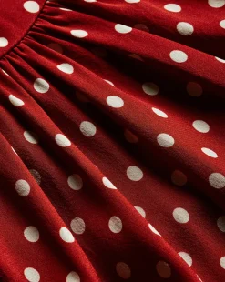 Kovi Polka-Dot Halter Top in Brick Red/Ecru