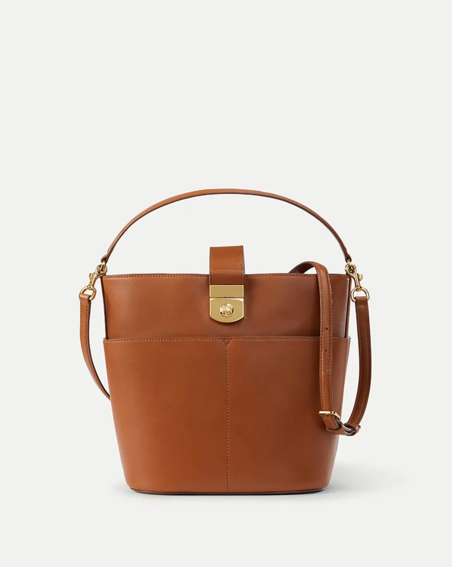 Large Crest Lock Bucket Bag in Hazelwood