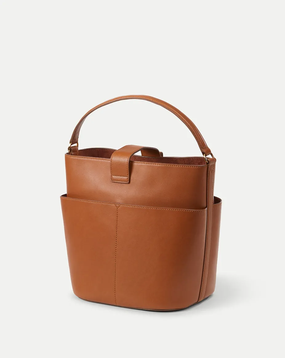 Large Crest Lock Bucket Bag in Hazelwood