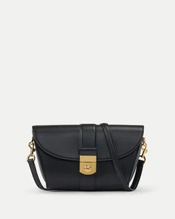 Large Crest Lock Trap Bag in Black