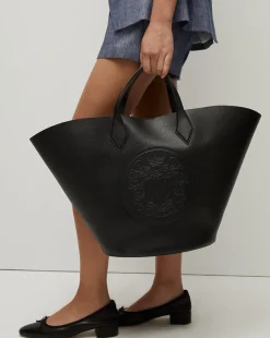 Large Crest Tote in Black